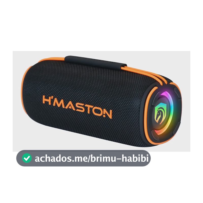 Caixa De Som Bluetooth Portátil 40w H'maston Tn22 Rgb Tws Preto 127/220v