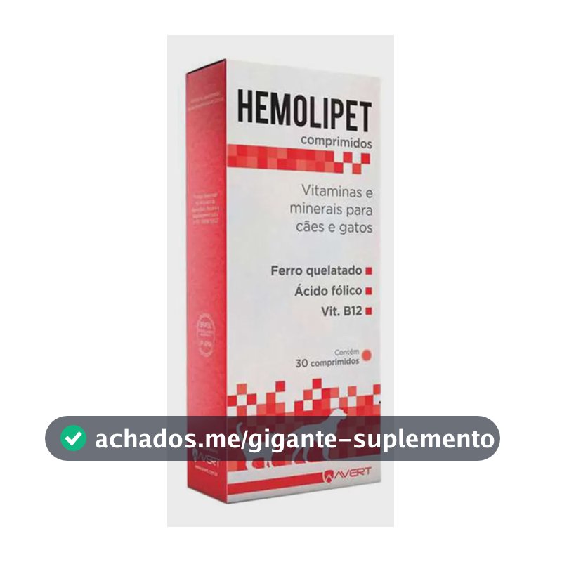 Hemolipet Suplemento Vitaminas para Cães 30 Comprimidos Avert