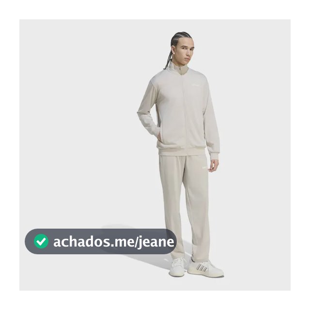 Conjunto De Agasalho Masculino Linear adidas Bege Liso Gg