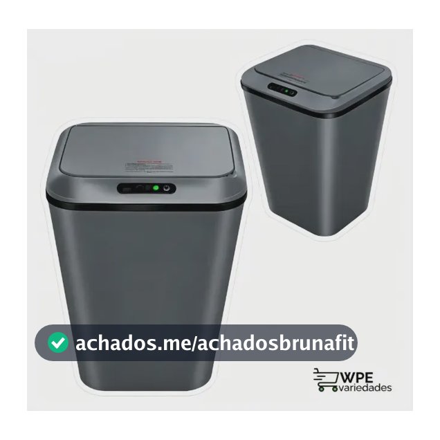 Lixeira Inteligente Sem Contato Sensor Infravermelho + USB Recarregável, Cinza Escuro 16L para Casa e Escritório.