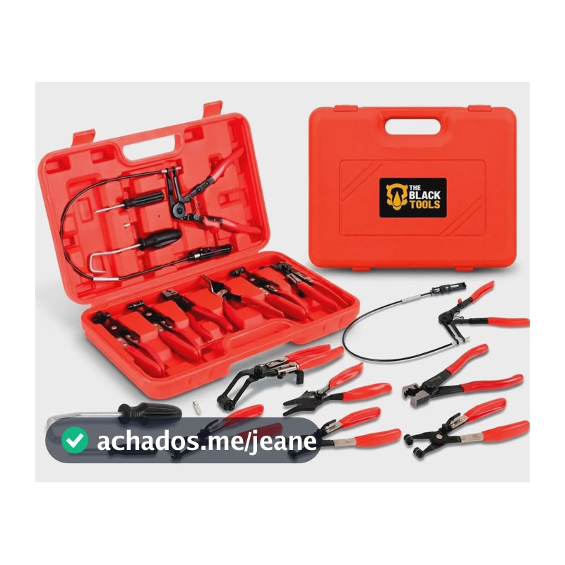 Jogo de Alicates Automotivo Para Abraçadeiras Elásticas Com Maleta TKA1000 The Black Tools