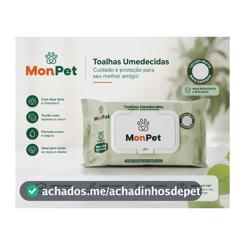Toalha Lenço Umedecido Para Cães E Gatos Pets 1 Pacote C/ 50