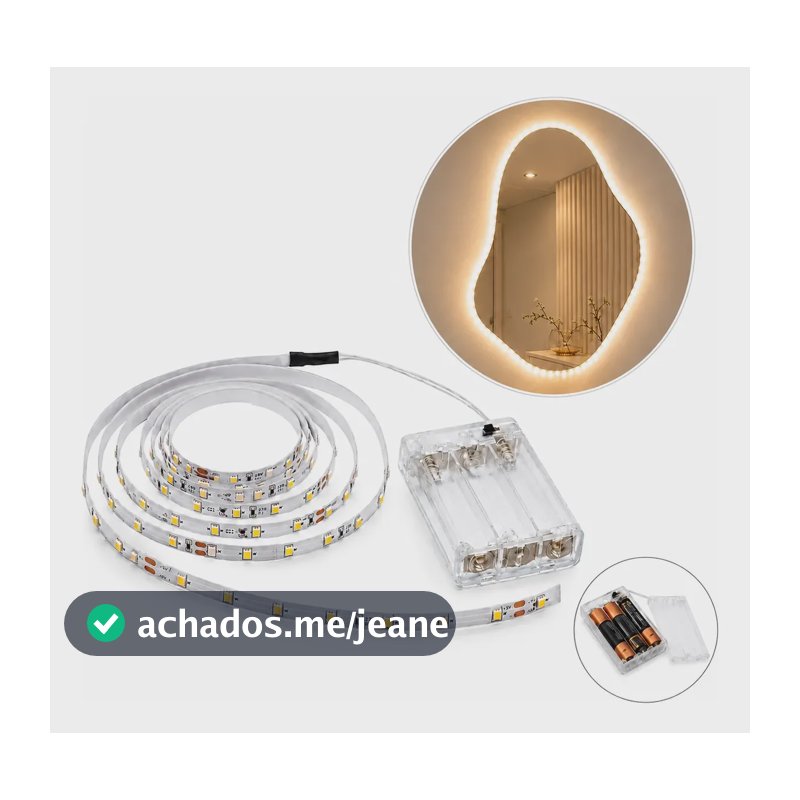 Fita De Led Fio Led De Pilha Autocolante 2m 120 Leds Branco-quente