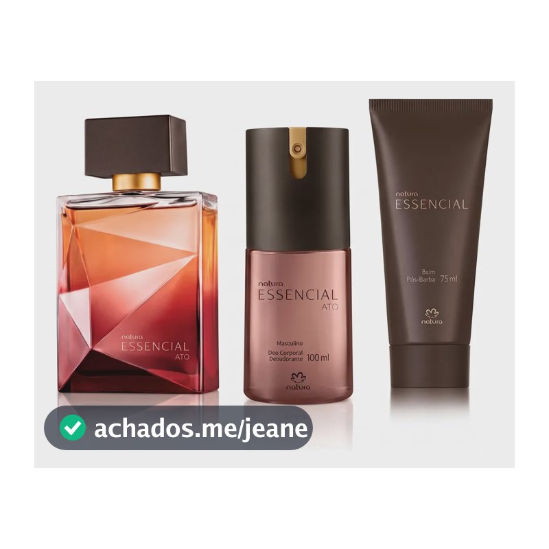 Kit Essencial Ato Masculino: Perfume 100ml + Desodorante Corporal 100ml + Balm Pós Barba 75ml