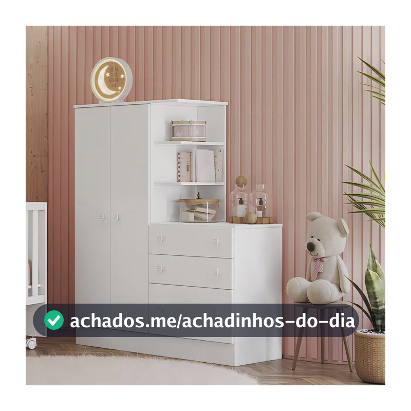 Guarda-roupa Infantil Doce Sonho 2 Portas Branco - Qmovi