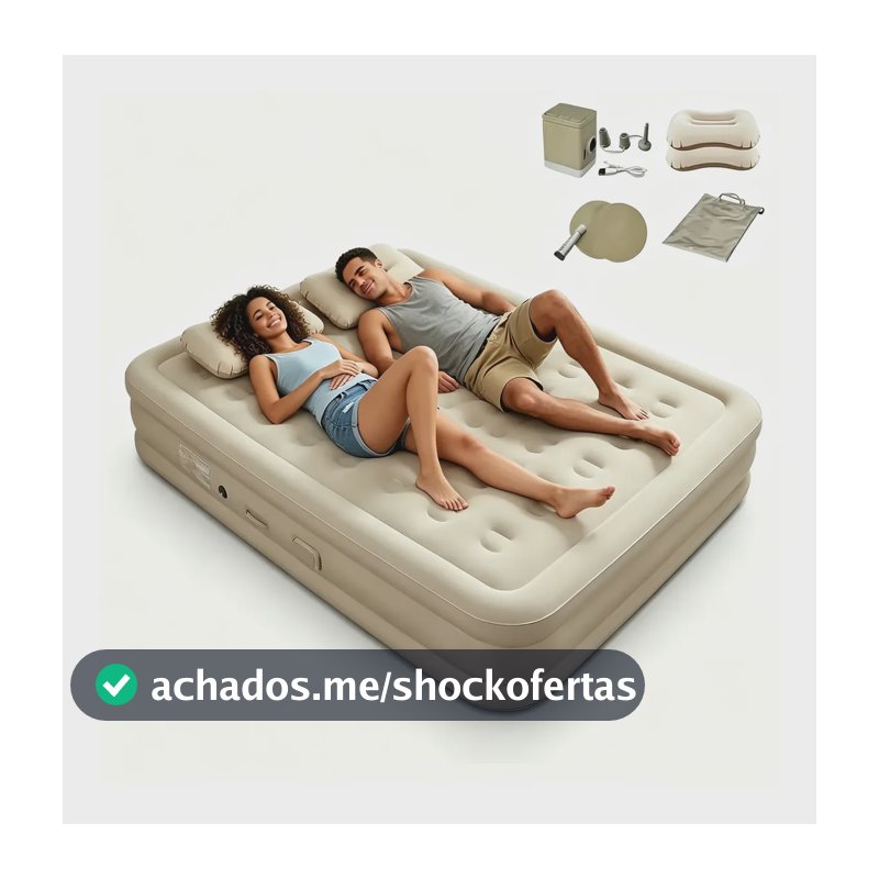 Colchao Inflavel Queen Com Bateria De Litio Integrada Bege