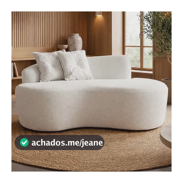 Sofá Curvo 2 Lugares Para Sala Feijão Forma Orgânica Bouclé