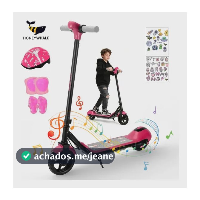 HONEYWHALE E2 Patinete Elétrico Infantil, 138W-15KM/H-8KM Motor-Velocidade-Autonomia-Mini, Adequado para Meninos e Meninas dos 6 aos 12 anos, Luzes LED Multicoloridas, Pneus Sólidos de 6,3 Inch Rosa