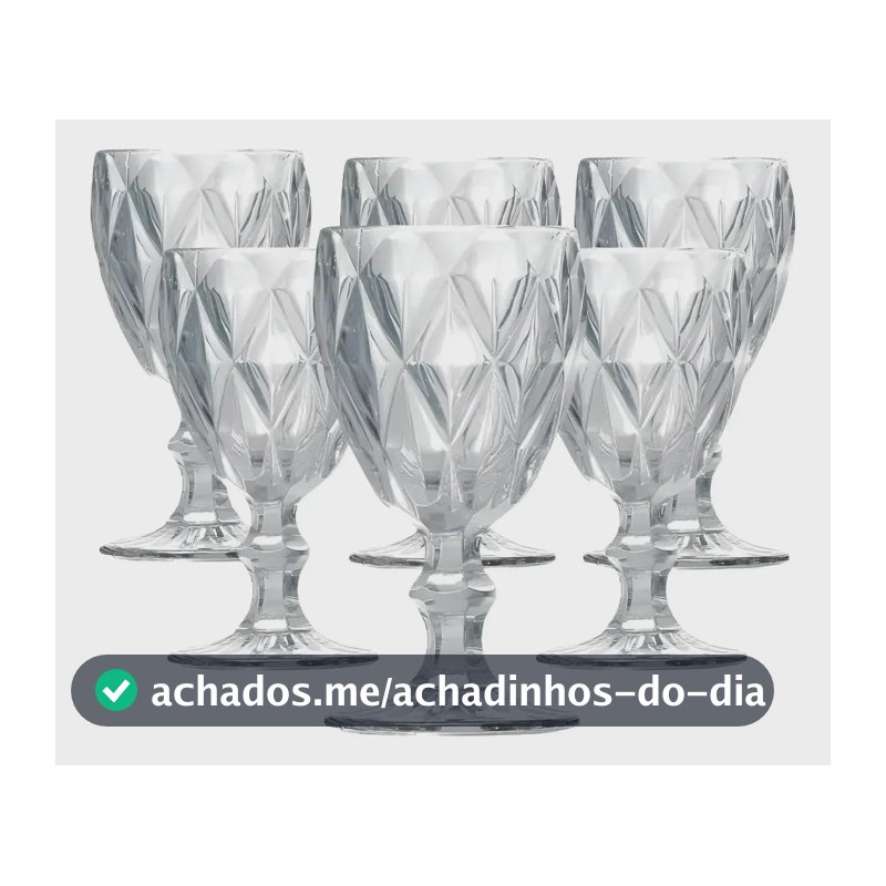 Jogo 6 Taças de Cristal 340ml Diamond Transparente vidro