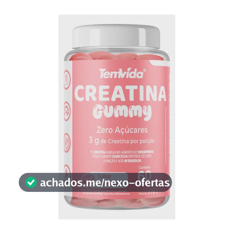 Creatina Gummy em Gomas Zero Açúcar 60 Unidades 3g Tem Vida