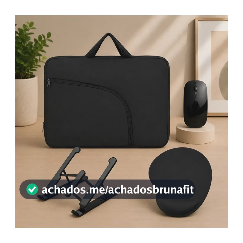Capa Para Notebook Mouse Sem Fio Suporte Notebook Mousepad Preto 15.6