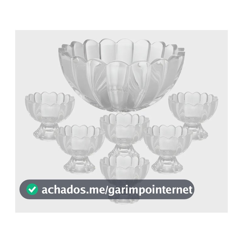 7 Peças Bowl Com 6 Taças Wolff De Vidro Para Sobremesa