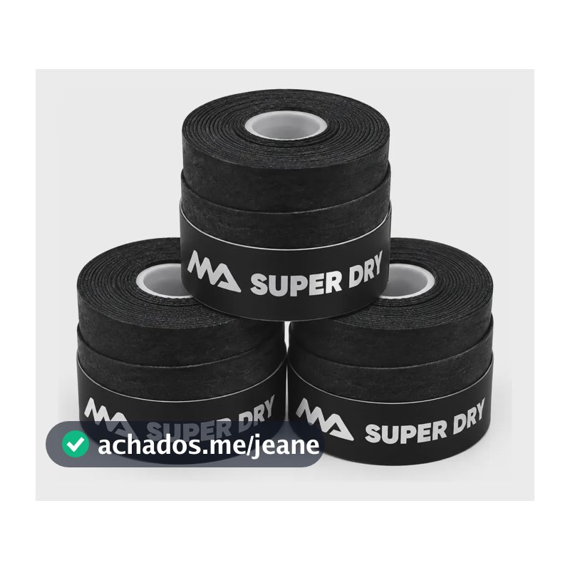 Kit 3 Overgrip Ama Sport Super Dry Beach Tenis Padel Preto