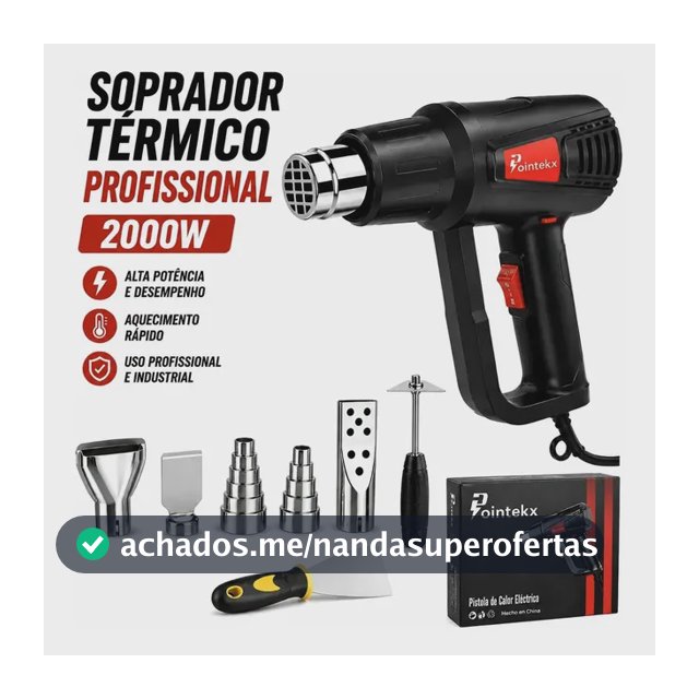 Soprador Térmico 2000w Pistola Ar Quente 2 Níveis 600°c 110v Preto 127v