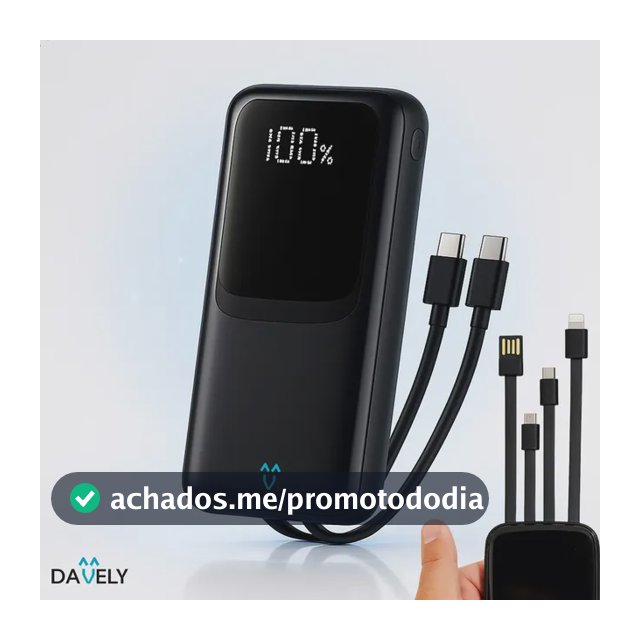 Power Bank 20.000mAh 22.5W Carga Rápida Com Display Digital Carregador Portátil Carga Rápida Premium Compatível Com Todos Os Celulares Iphone Android IOS apple xiaomi LG Samsung Motorola -Marca Davely