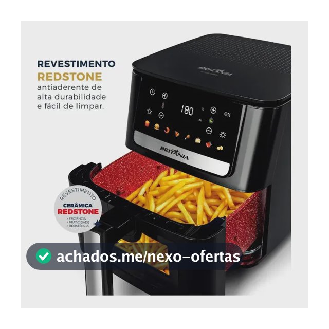 Air Fryer Britânia 6,5L 1700W 8 Funções Painel Digital Redstone BAF65A