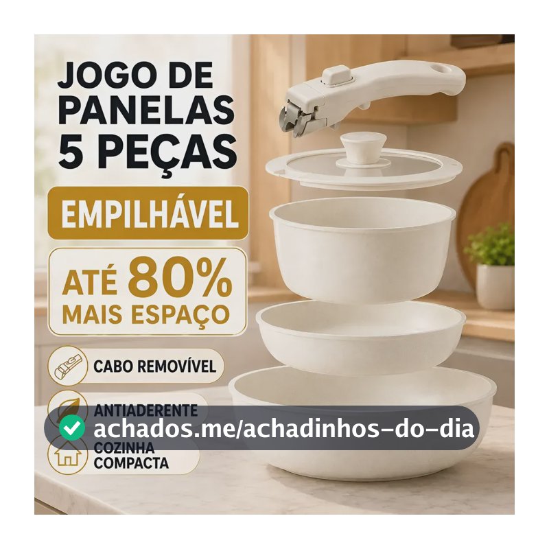 Conjunto De Panelas 5 Peças Antiaderentes Para Cozinha Bege