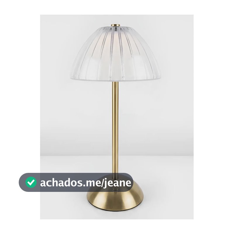 Luminária Mesa Abajur Led Retro Classica S Fio Recarregável Dourado Transparente - Clássica Plissada 127/220v