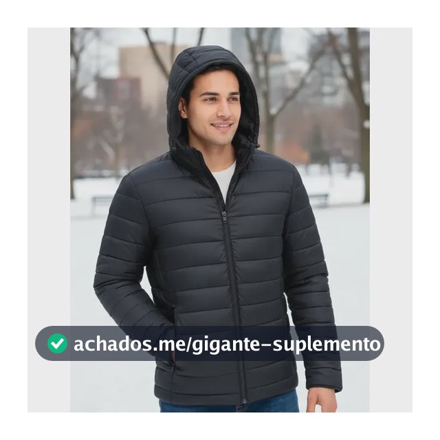 Bobojaco Masculino Impermeável Térmico Corta Vento Capuz Preto P Liso