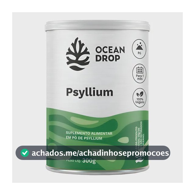Psyllium Em Pó Ocean Drop Fibras Solúveis Natural 100% Vegan Psyllium Em Po Natural 300g