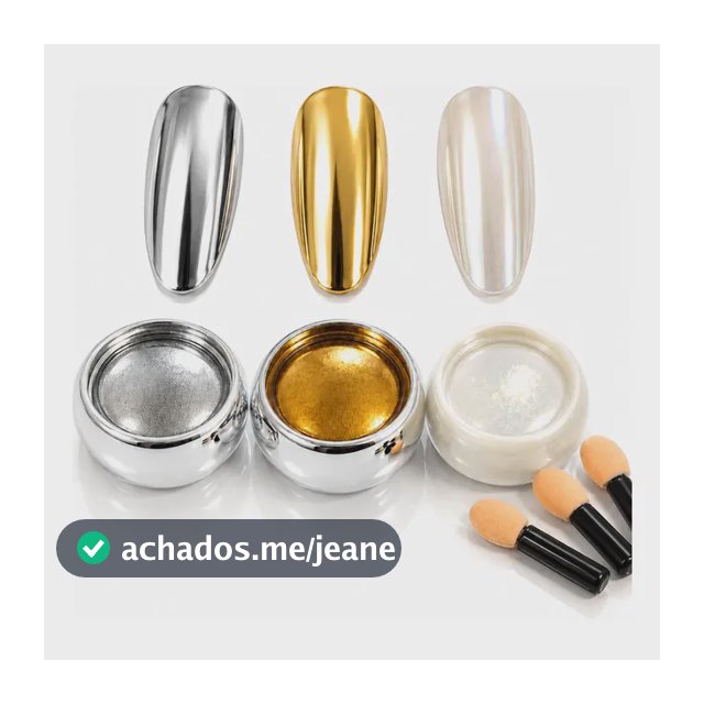 Kit 3 Pós Cromados Unha Efeito Espelhado Nail Art Gel Metálico