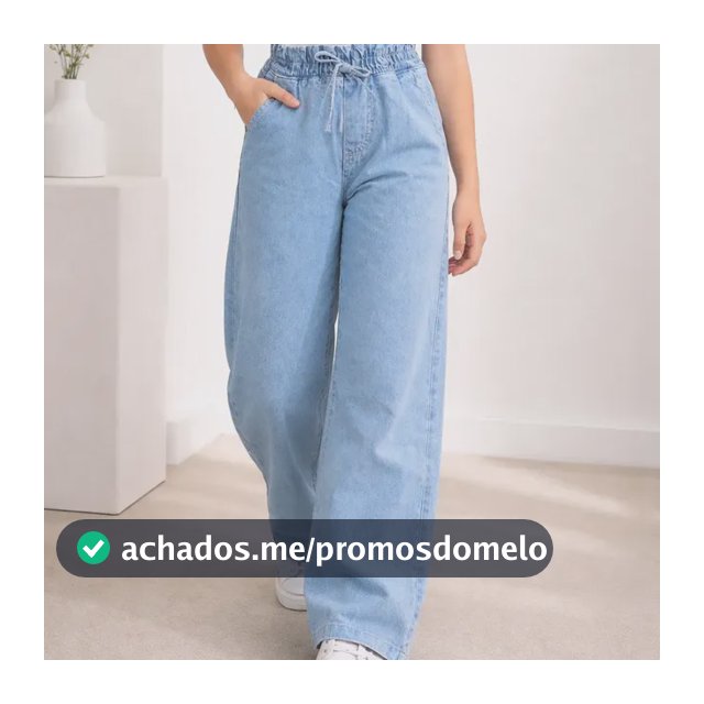 Calça Jeans Wide Leg 100% Algodão Juvenil Elástico Clochard