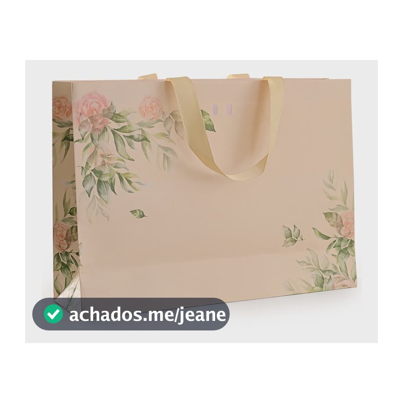 Sacola De Papel Bege Florida 35x25x10 Cm - 25 Unidades Bege Flórida
