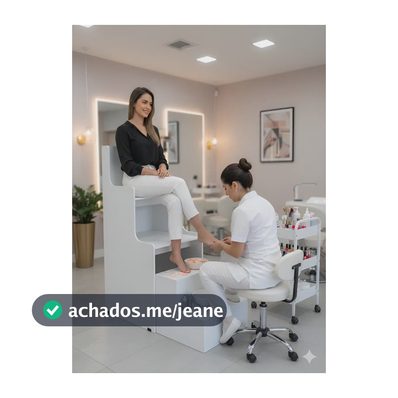 Cadeira Alta Para Pedicure Salão Spa Podóloga + Degraus Cor Branco