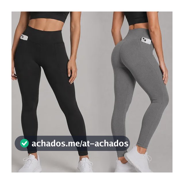 Kit 2 Calças Legging Feminina Grossa Cintura Alta Com Bolso