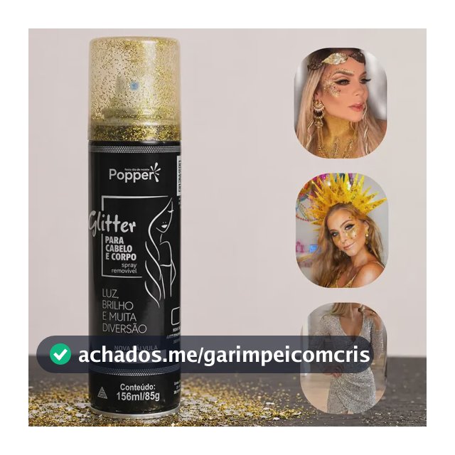 Spray Glitter Para Roupas Cabelo E Corpo Purpurina Removível