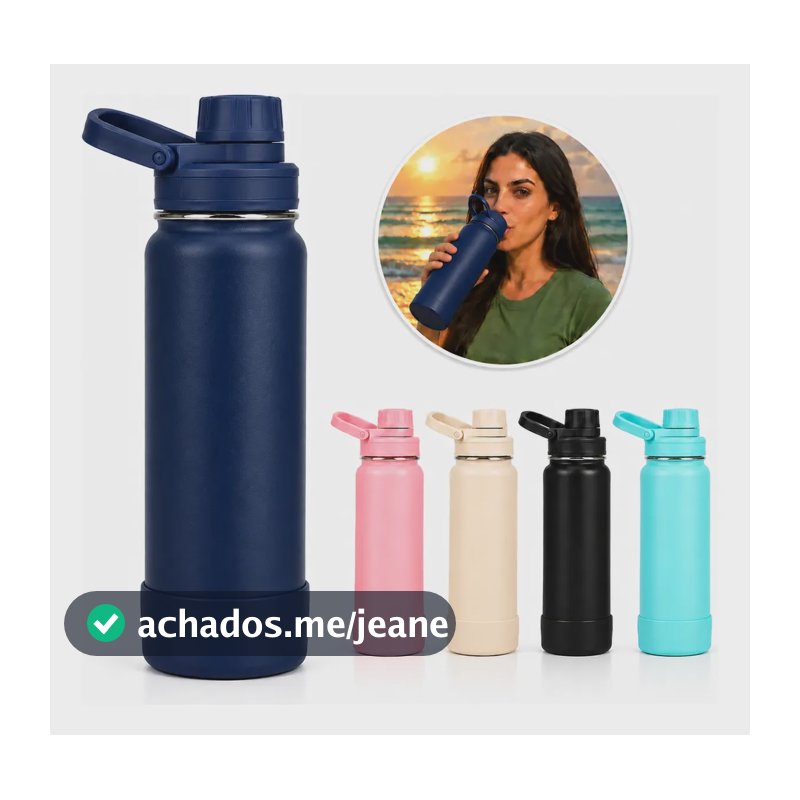 Garrafa De Água Térmica 800ml Squeeze Para Academia Esporte Azul-escuro