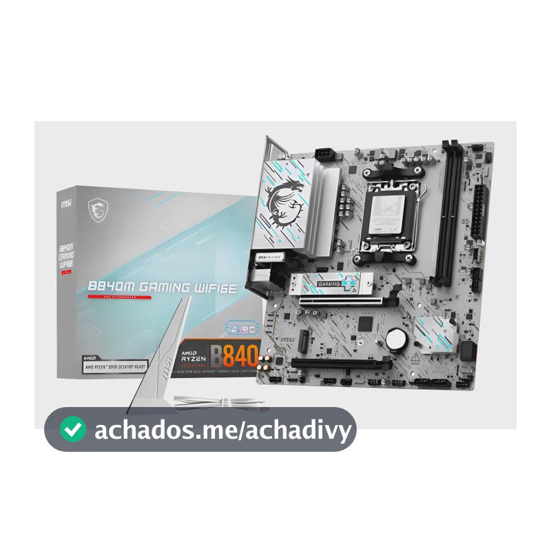 Placa Mãe Msi B840m Gaming Wifi6e Am5 2xddr5 Amd B840 Matx Cor Branco