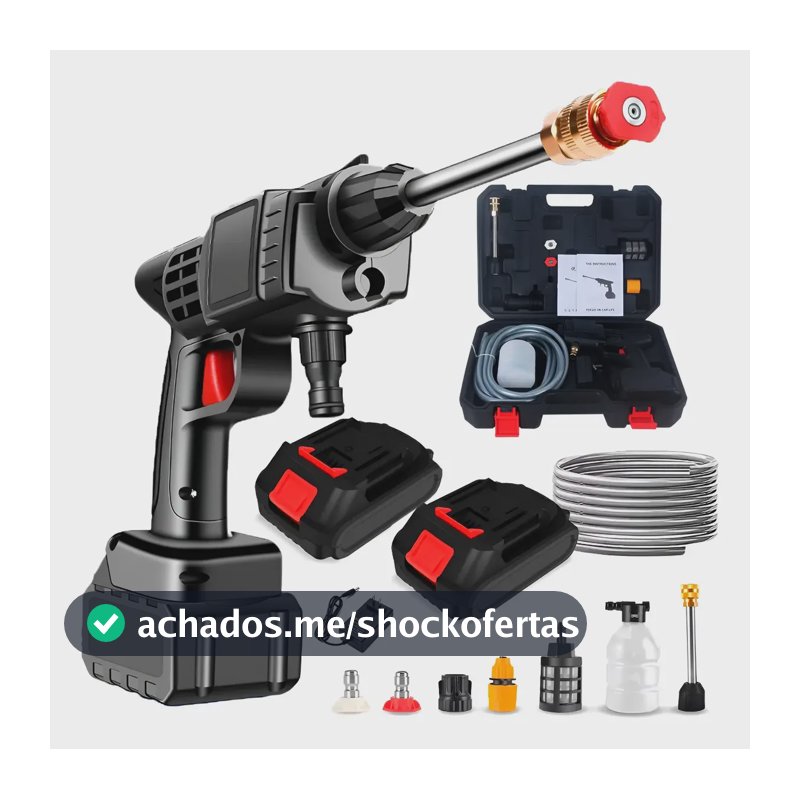 Lavadora Lava Jato Portátil Pressão 2 Baterias + Maleta Preto 127/220v 50 Hz X 60 Hz