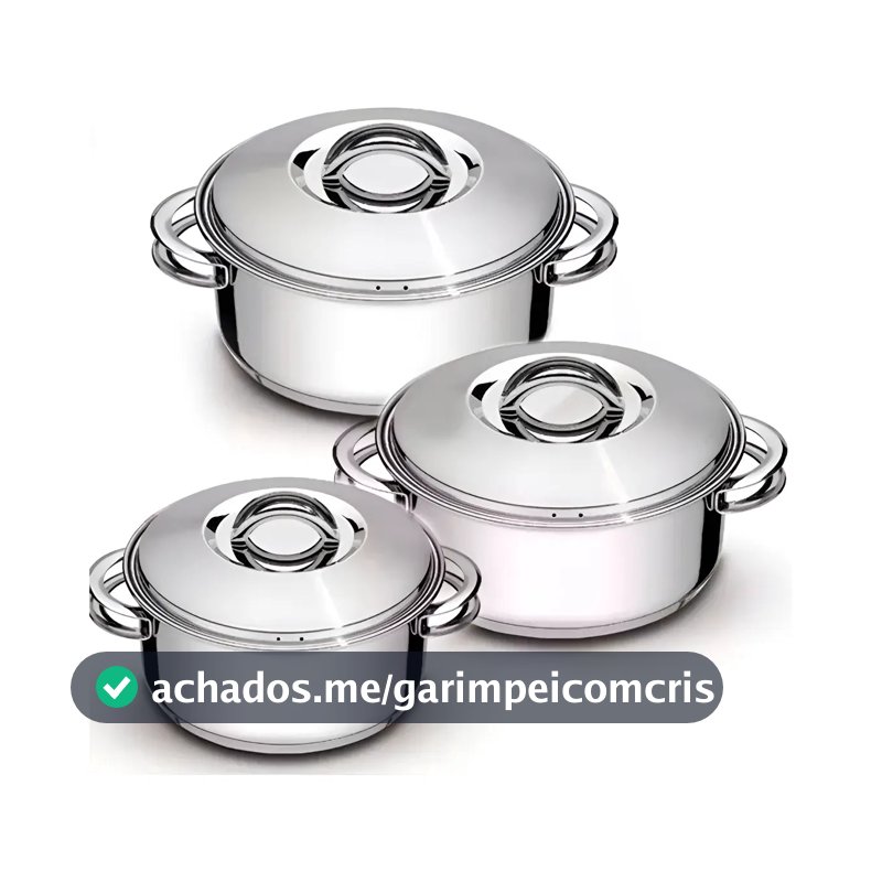 Jogo De Panelas Aço Inox 3 Peças Solar Tramontina 65510740