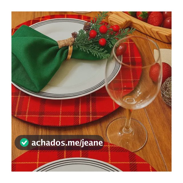 Sousplat Manci Bordados Redondo 35cm - Kit 4 Peças Natal