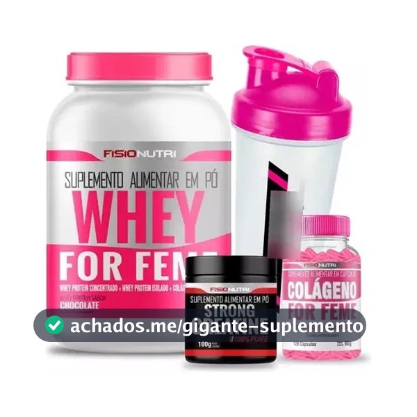 Combo Feminino 1 Whey + 1 Colágeno + 1 Creatina + Sabor Morango