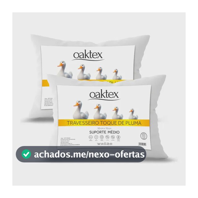 Kit 2 Travesseiros 70x50 Antialérgico Lavável Fibra Siliconada Toque de Pluma de Ganso Oaktex Cor Branco
