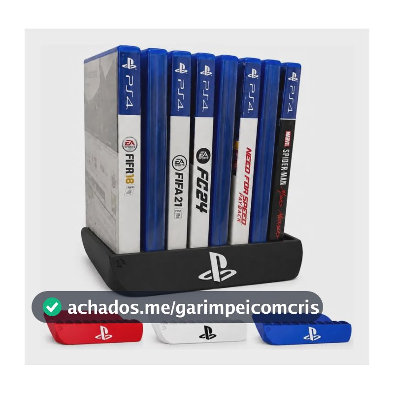 Suporte Porta Jogos Playstation Ps5 Ps4 Ps3 Até 10 Jogos Preto