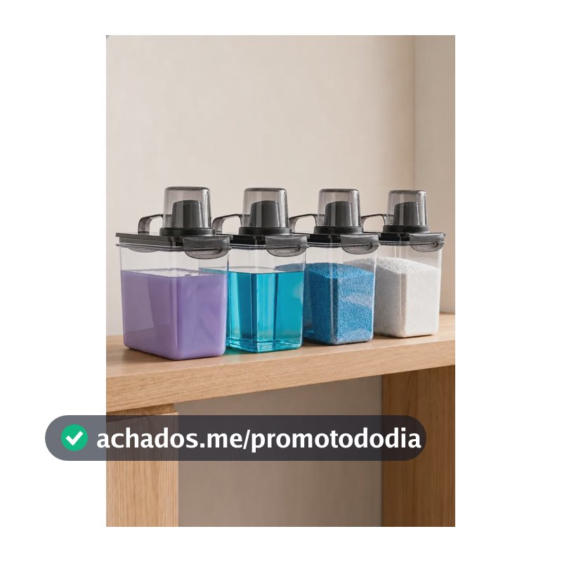 Kit 4 Dispenser Hermético Lavanderia Com Dosador 1,9l Fume Fumê
