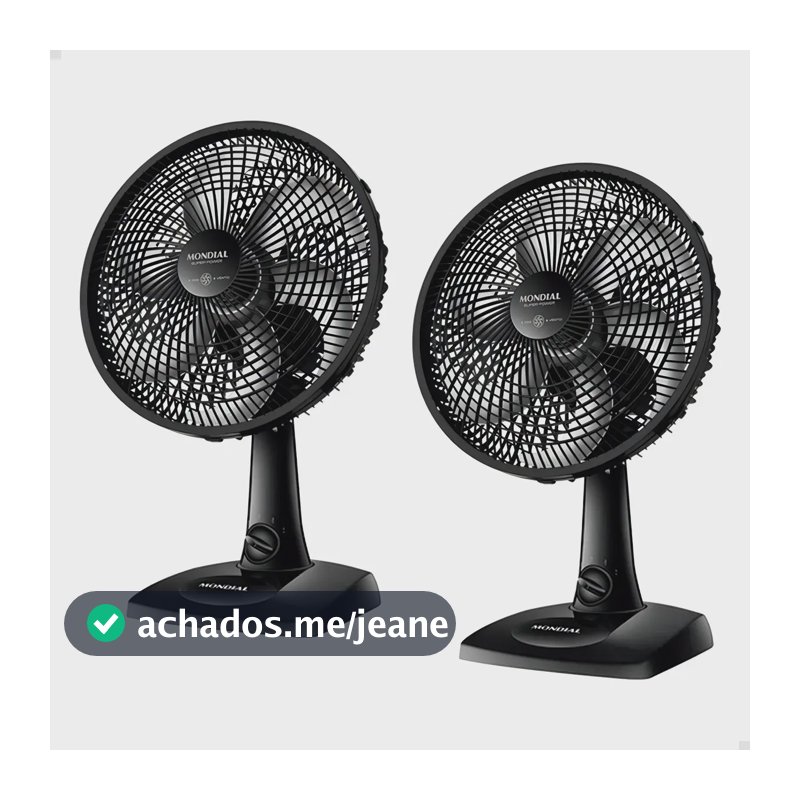 Kit 2 Ventiladores Mesa Mondial 30cm 6 Pás Vsp-30-b Silencioso Oscilante Preto Resistente Pás Estrutura Plástico 3 Velocidades