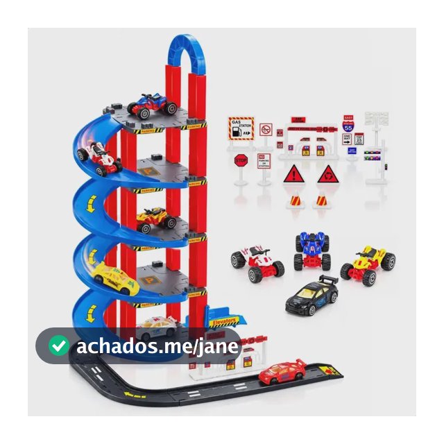 Pista de Carrinhos Atentu Kids 5 Andares Azul Descente Espiral Com Sinalização