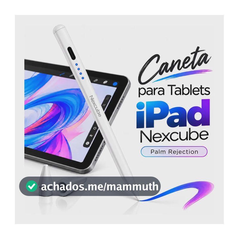 Caneta Pencil Nexcube Para iPad 6 A16 2026 Palm Rejection Alta Precisão 1mm Cor Branco