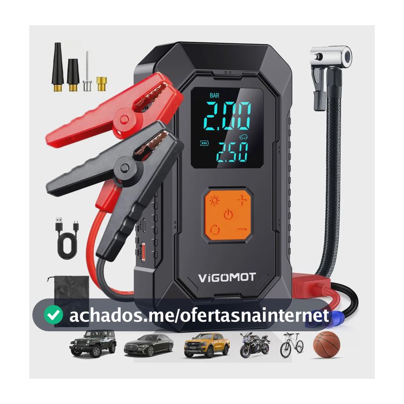 Auxiliar Partida Portátil Veicular Compressor Ar Emergência
