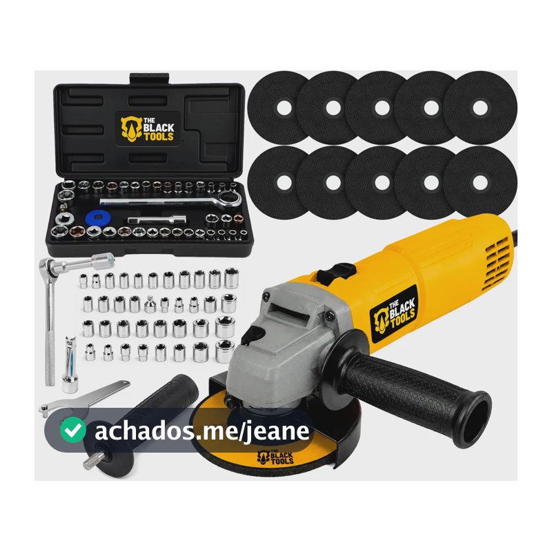 Esmerilhadeira Lixadeira Angular 780w 115mm 4.1/2 11000rpm Com Jogo De Soquetes 40 Peças Acessórios e Discos