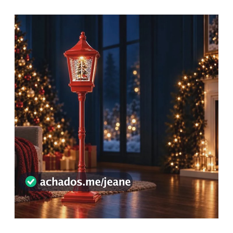Enfeite De Natal Poste Musical E Luminoso Com 1.85cm Wincy Vermelho