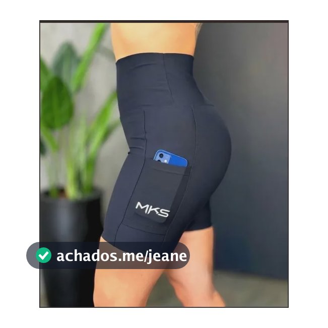 Bermuda Academia Alta Compreensão Com Bolso Cor Preta G  Mks Preto Lisa G