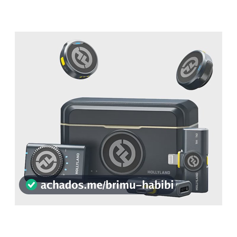 Microfone Hollyland Lark M2 Duo Combo Duplo Para 2 Pessoas U Preto