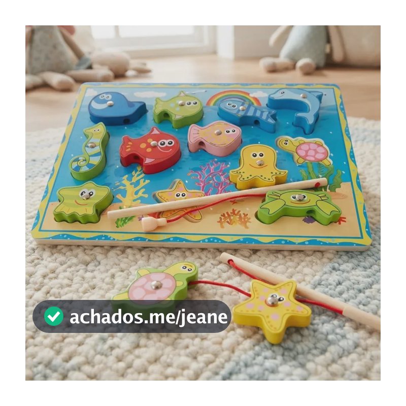 Brinquedo Educativo Madeira Pescaria Magnética Infantil 30x23cm Toy Mix