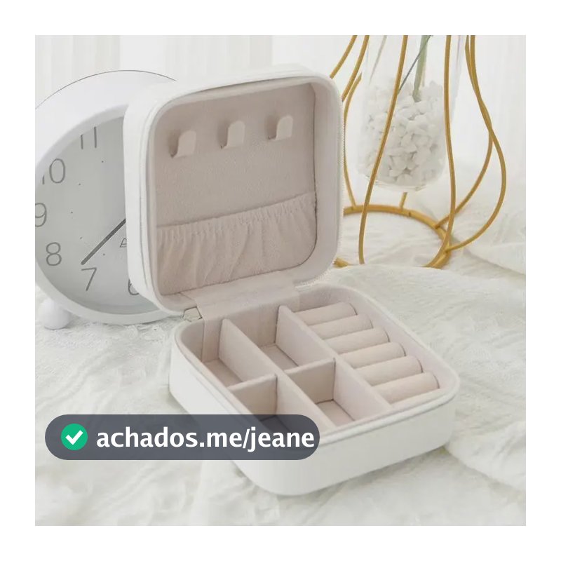Kit 5 Porta Jóias Portátil Viagem Estojo Maleta Caixa Couro