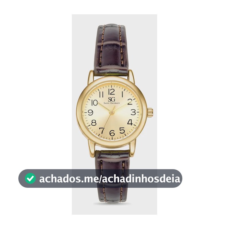 Relógio Saint Germain Houston Feminino Analógico Marrom Dourado Com Pulseira de Couro Sintético